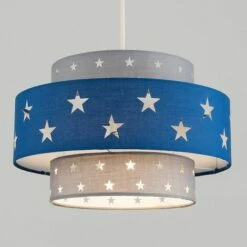 MINISUN Cut Out Star 2 Tier Ceiling Light Shade Easy Fit - Blue & Light Grey - No Bulb -MINISUN Shop 14127618 2
