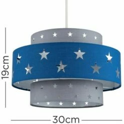 MINISUN Cut Out Star 2 Tier Ceiling Light Shade Easy Fit - Blue & Light Grey - No Bulb -MINISUN Shop 14127618 4