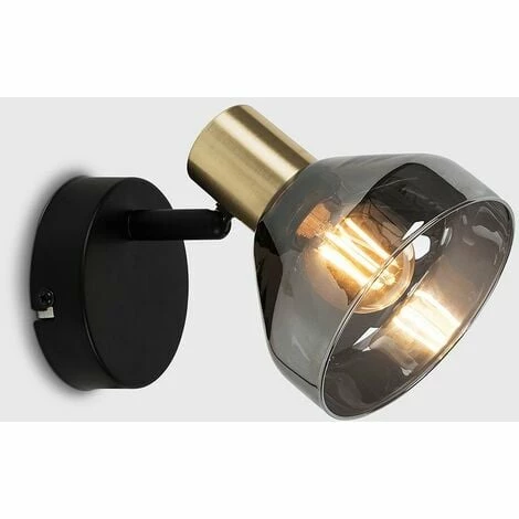 MINISUN Stylish LED Wall Spot Light Black & Gold Finish Smoked Glass Shade - No Bulb MINISUN Stylish LED Wall Spot Light Black & Gold Finish Smoked Glass Shade - No Bulb -MINISUN Shop 14127697 2