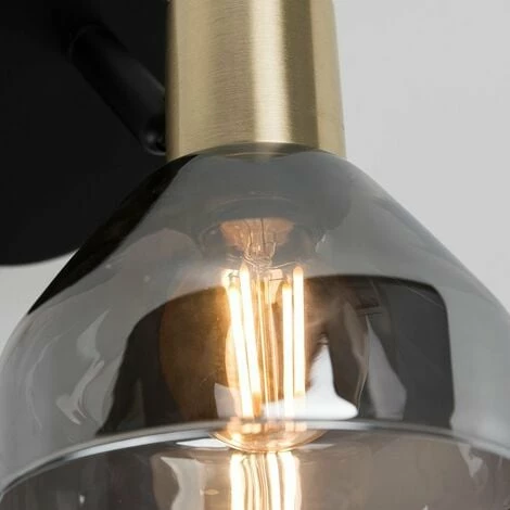 MINISUN Stylish LED Wall Spot Light Black & Gold Finish Smoked Glass Shade - No Bulb MINISUN Stylish LED Wall Spot Light Black & Gold Finish Smoked Glass Shade - No Bulb -MINISUN Shop 14127697 3