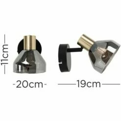 MINISUN Stylish LED Wall Spot Light Black & Gold Finish Smoked Glass Shade - No Bulb 5 MINISUN Stylish LED Wall Spot Light Black & Gold Finish Smoked Glass Shade - No Bulb -MINISUN Shop 14127697 4