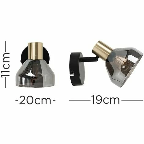 MINISUN Stylish LED Wall Spot Light Black & Gold Finish Smoked Glass Shade - No Bulb MINISUN Stylish LED Wall Spot Light Black & Gold Finish Smoked Glass Shade - No Bulb -MINISUN Shop 14127697 4
