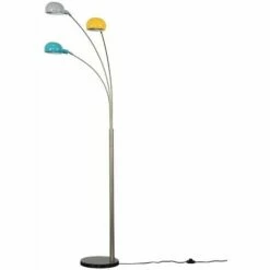MINISUN 3 Way Curved Floor Lamp With Marble Base - Brushed Chrome - No Bulb