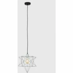 MINISUN Chrome Ceiling Pendant Light + Geometric Star Shade - Grey -MINISUN Shop 14193364 2