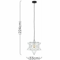MINISUN Chrome Ceiling Pendant Light + Geometric Star Shade - Grey -MINISUN Shop 14193364 4