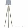 MINISUN Tripod Floor Lamp In Brushed Chrome With A Tapered Shade - Grey 2 MINISUN Tripod Floor Lamp In Brushed Chrome With A Tapered Shade - Grey -MINISUN Shop 14350941 1