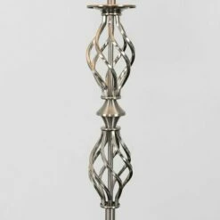 MINISUN Double Twist Floor Lamp In Brushed Chrome With Tapered Shade - Grey -MINISUN Shop 14350946 2