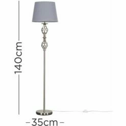 MINISUN Double Twist Floor Lamp In Brushed Chrome With Tapered Shade - Grey -MINISUN Shop 14350946 4