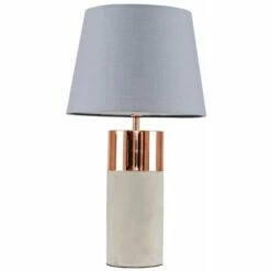 MINISUN LED Table Lamp Copper & Cement Finish Base Shades E14 Bulb