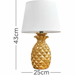MINISUN Gold Pineapple Base Table Lamp Reading Light Lamphades - White - No Bulb -MINISUN Shop 14658945 4