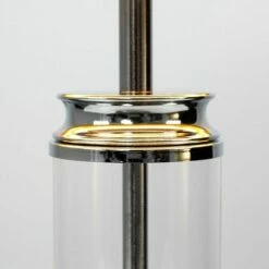 MINISUN 2 X Clear Glass Column Touch Table Lamps With White Shades - No Bulbs -MINISUN Shop 14658978 3