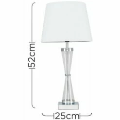 MINISUN 2 X Chrome Hourglass Table Lamps With A Tapered Shades - White - No Bulb -MINISUN Shop 14658984 4