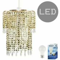 MINISUN Gold Clear Acrylic Crystal Droplet Ceiling Pendant Light Lamp Shade
