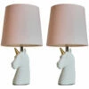 MINISUN 2 X White & Gold Ceramic Unicorn Table Lamps Pink Light Shade - No Bulb 1 MINISUN 2 X White & Gold Ceramic Unicorn Table Lamps Pink Light Shade - No Bulb -MINISUN Shop 14837311 1