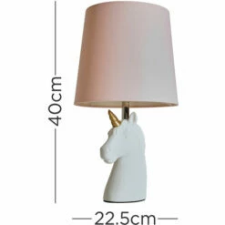 MINISUN 2 X White & Gold Ceramic Unicorn Table Lamps Pink Light Shade - No Bulb -MINISUN Shop 14837311 4