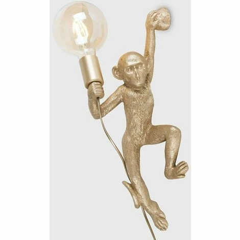 MINISUN Monkey Wall Light Fitting Holding Light Bulb - Gold - No Bulb MINISUN Monkey Wall Light Fitting Holding Light Bulb - Gold - No Bulb -MINISUN Shop 14854797 2