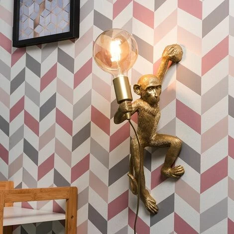 MINISUN Monkey Wall Light Fitting Holding Light Bulb - Gold - No Bulb MINISUN Monkey Wall Light Fitting Holding Light Bulb - Gold - No Bulb -MINISUN Shop 14854797 3
