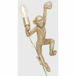 MINISUN Monkey Wall Light Fitting Holding Light Bulb With Amber Tinted Pear Shaped Bulb - Gold -MINISUN Shop 14854802 2