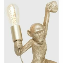 MINISUN Monkey Wall Light Fitting Holding Light Bulb With Amber Tinted Pear Shaped Bulb - Gold -MINISUN Shop 14854802 3