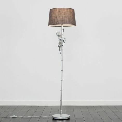 MINISUN Hanging Monkey Floor Lamp in Silver with Doretta Shade - Dark Grey - No Bulb MINISUN Hanging Monkey Floor Lamp In Silver With Doretta Shade - Dark Grey - No Bulb -MINISUN Shop 14854810 2