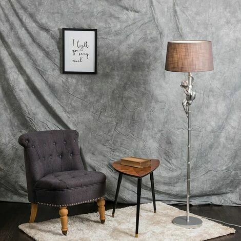 MINISUN Hanging Monkey Floor Lamp in Silver with Doretta Shade - Dark Grey - No Bulb MINISUN Hanging Monkey Floor Lamp In Silver With Doretta Shade - Dark Grey - No Bulb -MINISUN Shop 14854810 3