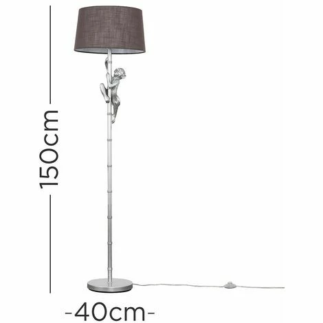 MINISUN Hanging Monkey Floor Lamp in Silver with Doretta Shade - Dark Grey - No Bulb MINISUN Hanging Monkey Floor Lamp In Silver With Doretta Shade - Dark Grey - No Bulb -MINISUN Shop 14854810 4