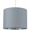 MINISUN Ceiling Pendant Light Shade Reni Fabric Drum Lampshade - Grey & Chrome - 25cm -MINISUN Shop 14914482 1