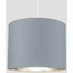 MINISUN Ceiling Pendant Light Shade Reni Fabric Drum Lampshade - Grey & Chrome - 25cm -MINISUN Shop 14914482 2