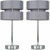 MINISUN 2 X Chrome Table Lamps With Grey Shades - Add LED Bulbs -MINISUN Shop 14914487 1