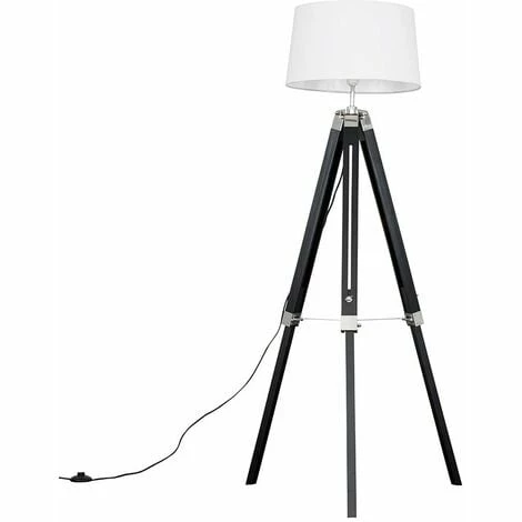 MINISUN Clipper Tripod Floor Lamp in Black Wood with Doretta Shade - White - No Bulb MINISUN Clipper Tripod Floor Lamp In Black Wood With Doretta Shade - White - No Bulb -MINISUN Shop 15059506 1