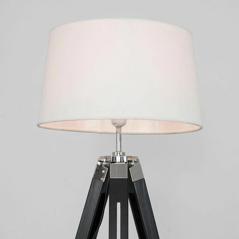 MINISUN Clipper Tripod Floor Lamp in Black Wood with Doretta Shade - White - No Bulb MINISUN Clipper Tripod Floor Lamp In Black Wood With Doretta Shade - White - No Bulb -MINISUN Shop 15059506 3