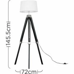 MINISUN Clipper Tripod Floor Lamp In Black Wood With Doretta Shade - White - No Bulb 5 MINISUN Clipper Tripod Floor Lamp In Black Wood With Doretta Shade - White - No Bulb -MINISUN Shop 15059506 4