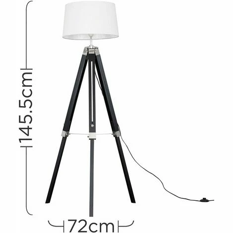 MINISUN Clipper Tripod Floor Lamp in Black Wood with Doretta Shade - White - No Bulb MINISUN Clipper Tripod Floor Lamp In Black Wood With Doretta Shade - White - No Bulb -MINISUN Shop 15059506 4