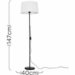 MINISUN Charlie Stem Floor Lamp In Black With Doretta Shade - White -MINISUN Shop 15059508 4