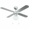 MINISUN 42" Metal Grey Ceiling Fan With Frosted Opal Glass Light Shade & 4 X Reversible Silver / Black Blades - With Remote Control 1 MINISUN 42" Metal Grey Ceiling Fan With Frosted Opal Glass Light Shade & 4 X Reversible Silver / Black Blades - With Remote Control -MINISUN Shop 15378148 1