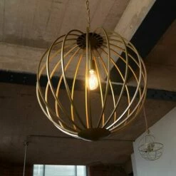 MINISUN Matt Gold Geometric Ceiling Pendant Wire Frame Shade - No Bulb 4 MINISUN Matt Gold Geometric Ceiling Pendant Wire Frame Shade - No Bulb -MINISUN Shop 15378152 3