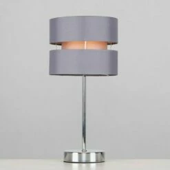 MINISUN Table Lamps Chrome Lighting Grey Lampshade Dimmer Lighting - No Bulb 3 MINISUN Table Lamps Chrome Lighting Grey Lampshade Dimmer Lighting - No Bulb -MINISUN Shop 15378214 2