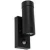 MINISUN Black IP44 Rated Outdoor Garden Up / Down Wall Light With Pir Motion Sensor - No Bulbs -MINISUN Shop 15378222 1