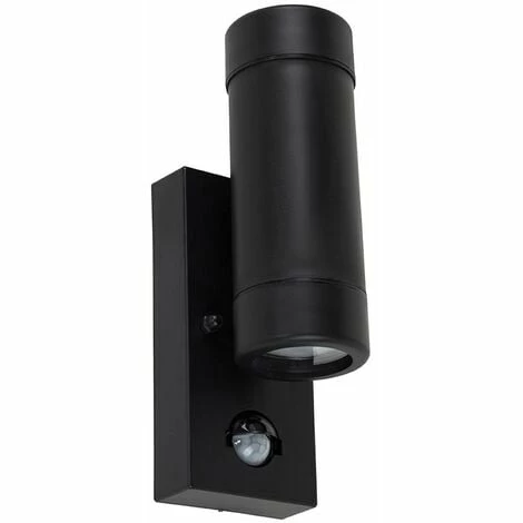 MINISUN Black IP44 Rated Outdoor Garden Up / Down Wall Light With Pir Motion Sensor - No Bulbs MINISUN Black IP44 Rated Outdoor Garden Up / Down Wall Light With Pir Motion Sensor - No Bulbs -MINISUN Shop 15378222 1