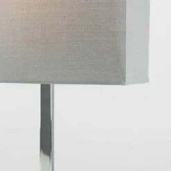 MINISUN Chrome Tube Stem Table Lamp Grey Fabric Rectangle Shade - No Bulb -MINISUN Shop 15378242 3