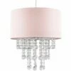 MINISUN Pink Ceiling Pendant Light Shade With Clear Acrylic Jewel Droplets - No Bulb -MINISUN Shop 15378316 1