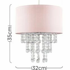 MINISUN Pink Ceiling Pendant Light Shade With Clear Acrylic Jewel Droplets - No Bulb 5 MINISUN Pink Ceiling Pendant Light Shade With Clear Acrylic Jewel Droplets - No Bulb -MINISUN Shop 15378316 4