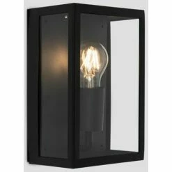 MINISUN IP44 Rated Black & Glass Rectangular Outdoor Security Wall Light Lantern - No Bulb -MINISUN Shop 15378364 2