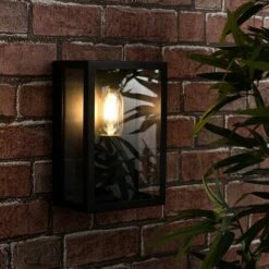 MINISUN IP44 Rated Black & Glass Rectangular Outdoor Security Wall Light Lantern - No Bulb -MINISUN Shop 15378364 3