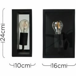 MINISUN IP44 Rated Black & Glass Rectangular Outdoor Security Wall Light Lantern - No Bulb -MINISUN Shop 15378364 4