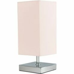MINISUN Square Chrome Touch Table Lamps - Pink - No Bulb