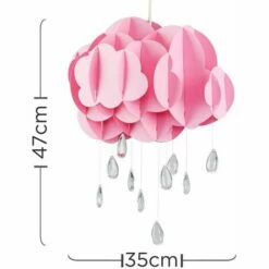 MINISUN Pink Layered Rain Cloud Ceiling Pendant Light Shade With Acrylic Jewel Raindrop Water Droplets - No Bulb -MINISUN Shop 15378413 4