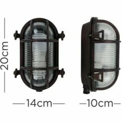 MINISUN IP64 Oval Cross-Cased Metal Outdoor Bulkhead Wall Light - No Bulb -MINISUN Shop 15378473 4