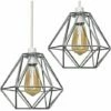 MINISUN 2 X Chrome Ceiling Pendant Light Shades 4W LED Filament Bulbs Warm White -MINISUN Shop 15378574 1