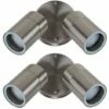 MINISUN 2 X IP44 Rated Stainless Steel Outdoor Garden Twin Wall Spotlights 3W LED GU10 Bulbs Warm White
